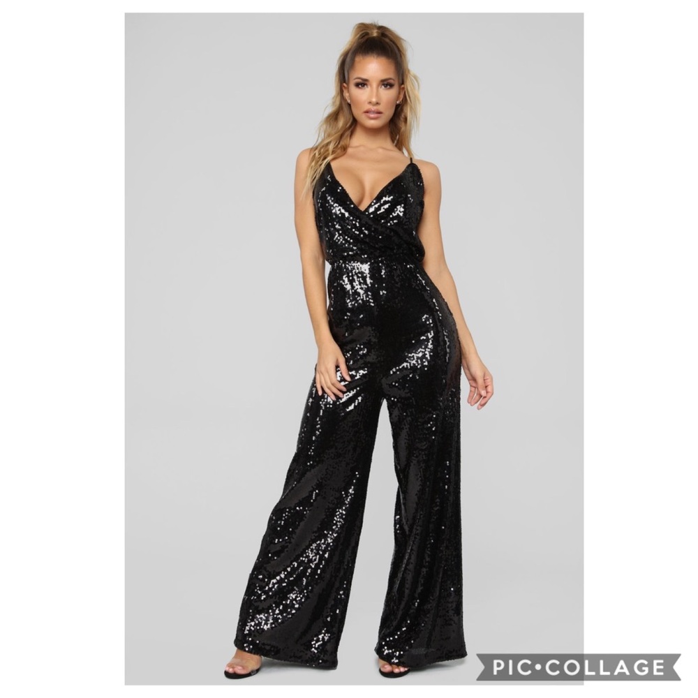 Black Sequin Jumpsuit